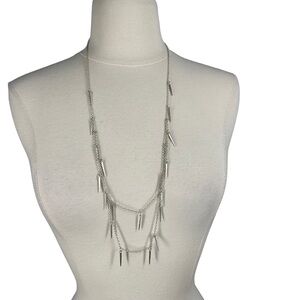 Silver Tone Double Strand Necklace